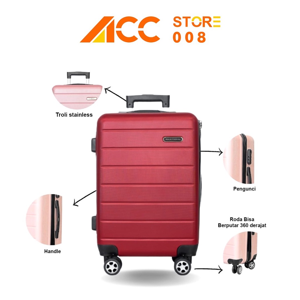 Koper Fiber Travel 20 Inch 4 Roda berputar 360 dejarat ACC
