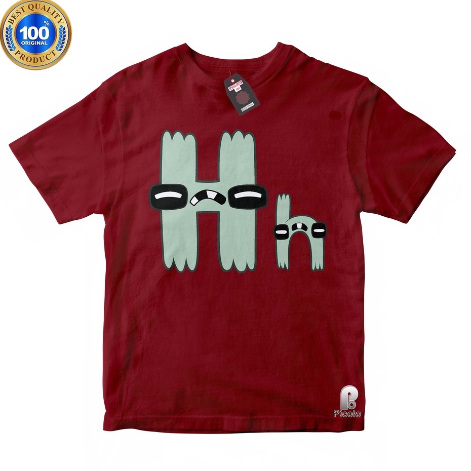 BAJU ANAK KAOS ATASAN ANAK HURUF H ALPHABET LORE UNISEX Bahan COTTUN (FREE NAMA)