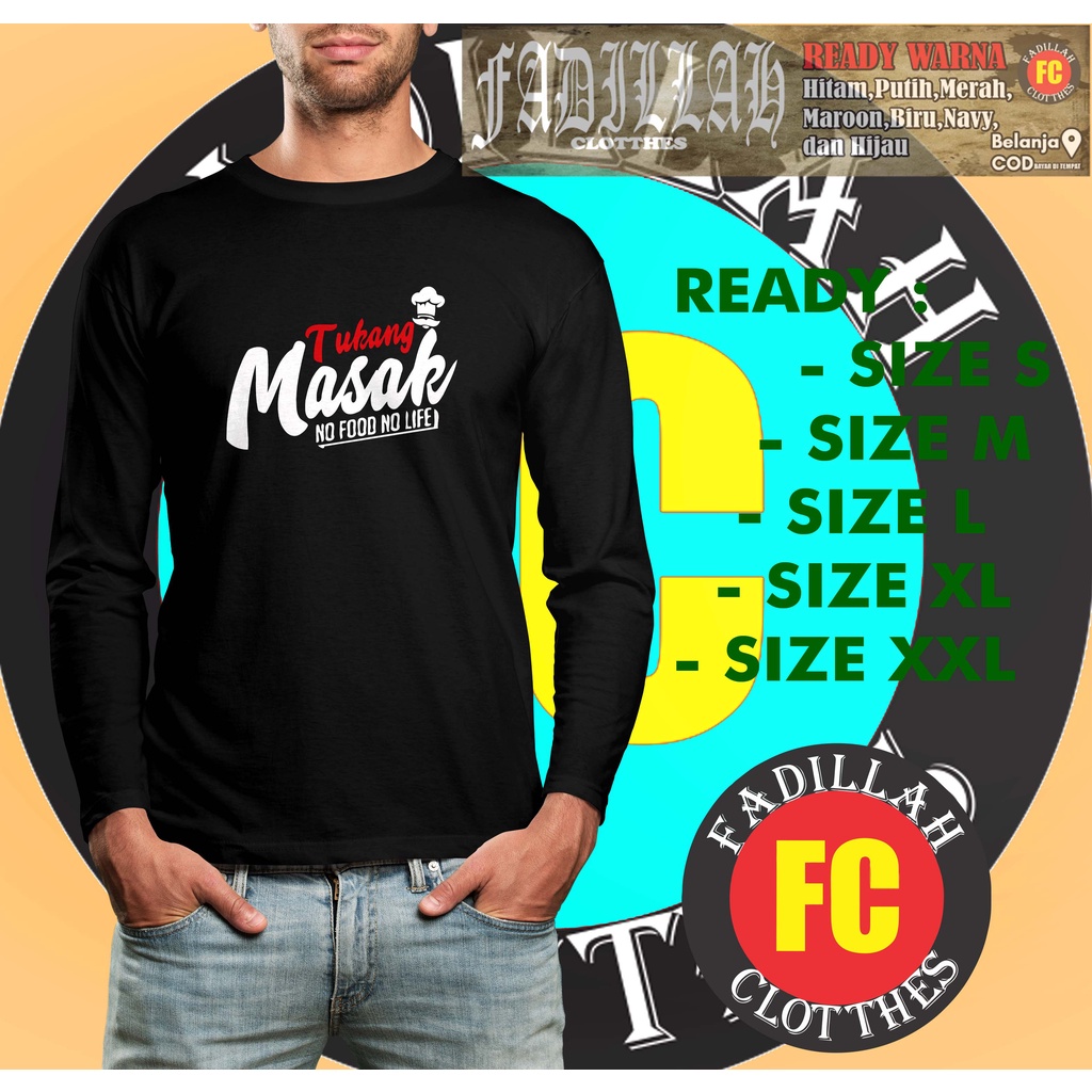 Kaos Chef Tukang Masak No Food No Life Lengan Panjang Baju Distro