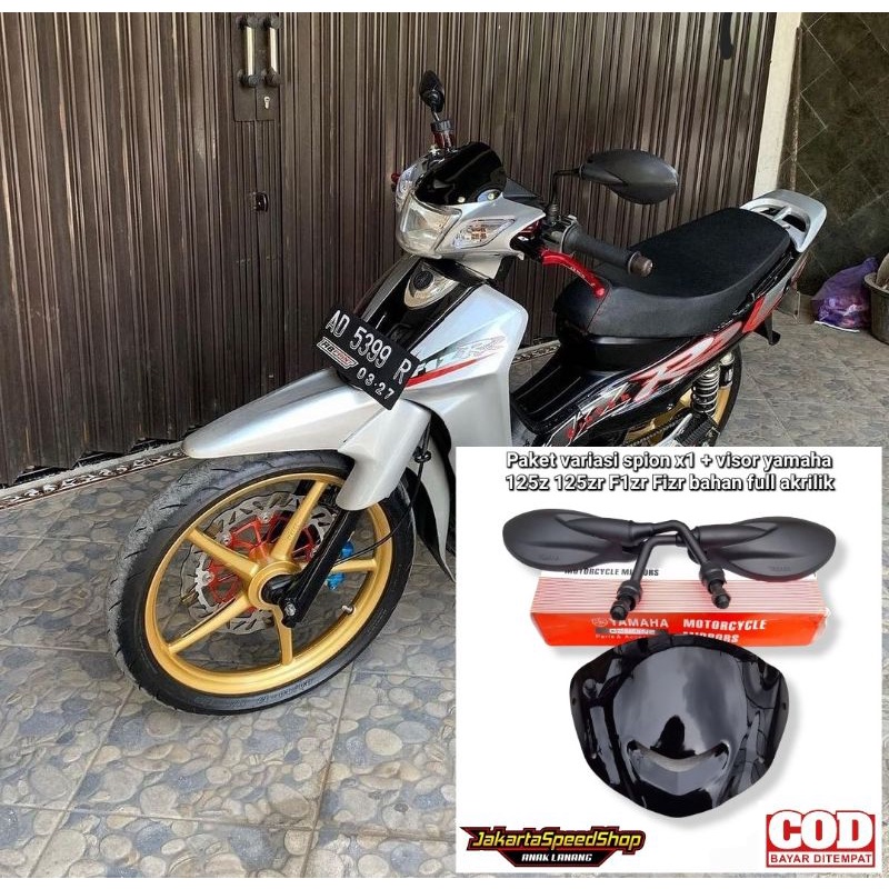 Paket visor yamaha f1zr fizr plus spion x1 hitam polos universal