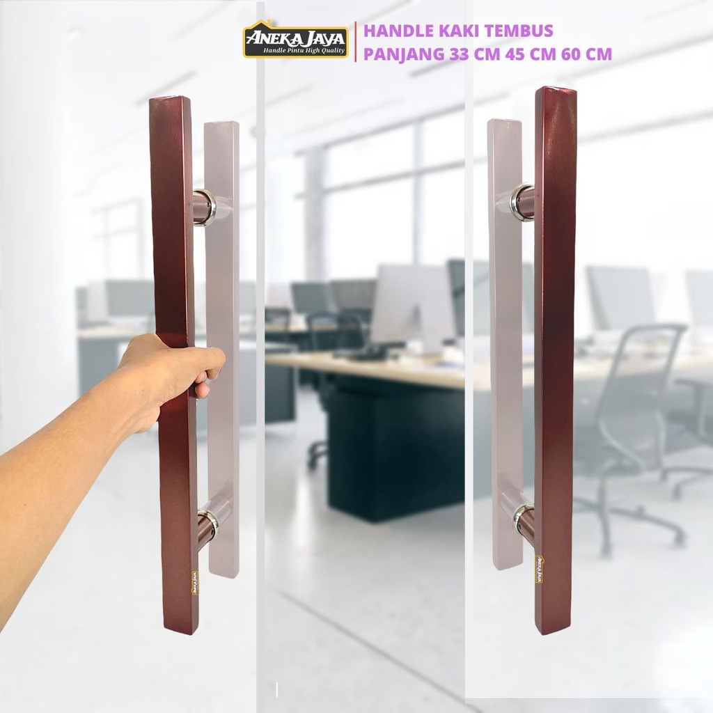 2 Handle Kaki Tembus Set Kunci Rumah Kantor 60 cm 45  33 Gagang Tarikan Pegangan Stainlees Terbaru Pintu Kayu Kaca allumunium  - Rose Gold Hitam Dop Golden