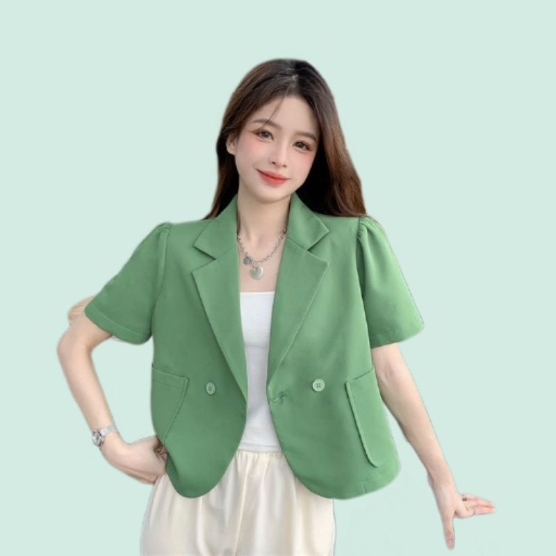 Blazer Korea lengan pendek kasual/  pakaian korea/ baju korea/ size S M L XL