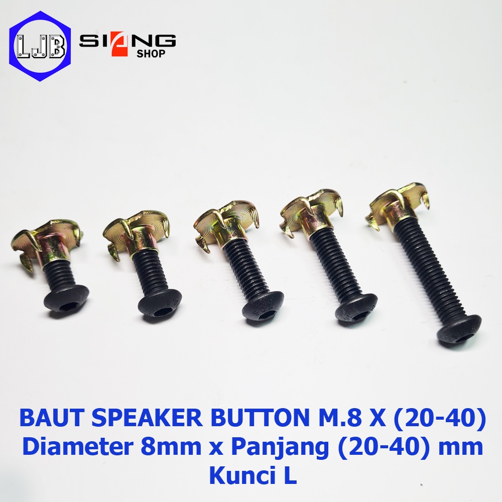 Baut Speaker Cakar L Button M8 panjang 20 sd 40 mm