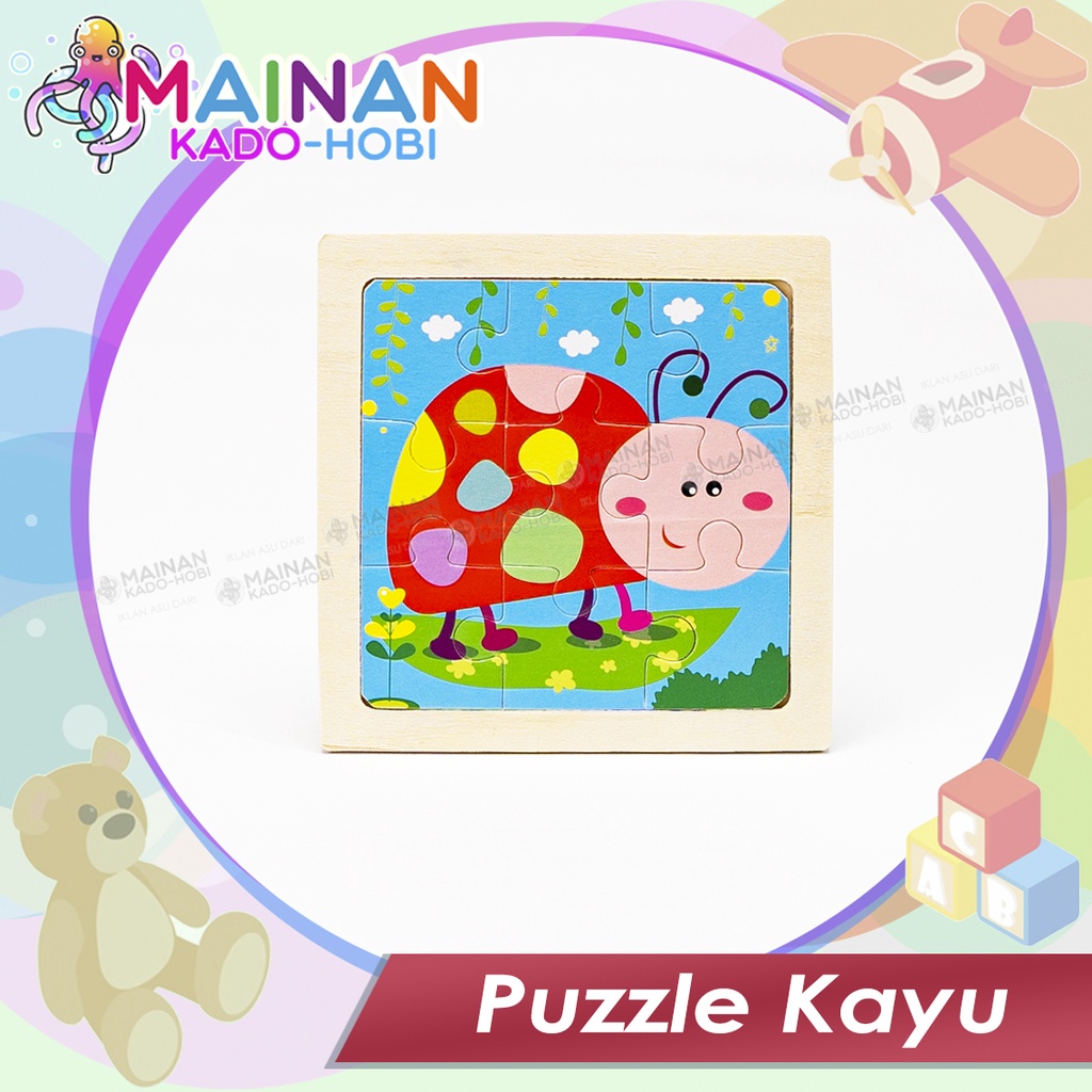 MAINAN ANAK PUZZLE KAYU JIGSAW KARAKTER SERANGGA INSECT KEPIK KUMBANG