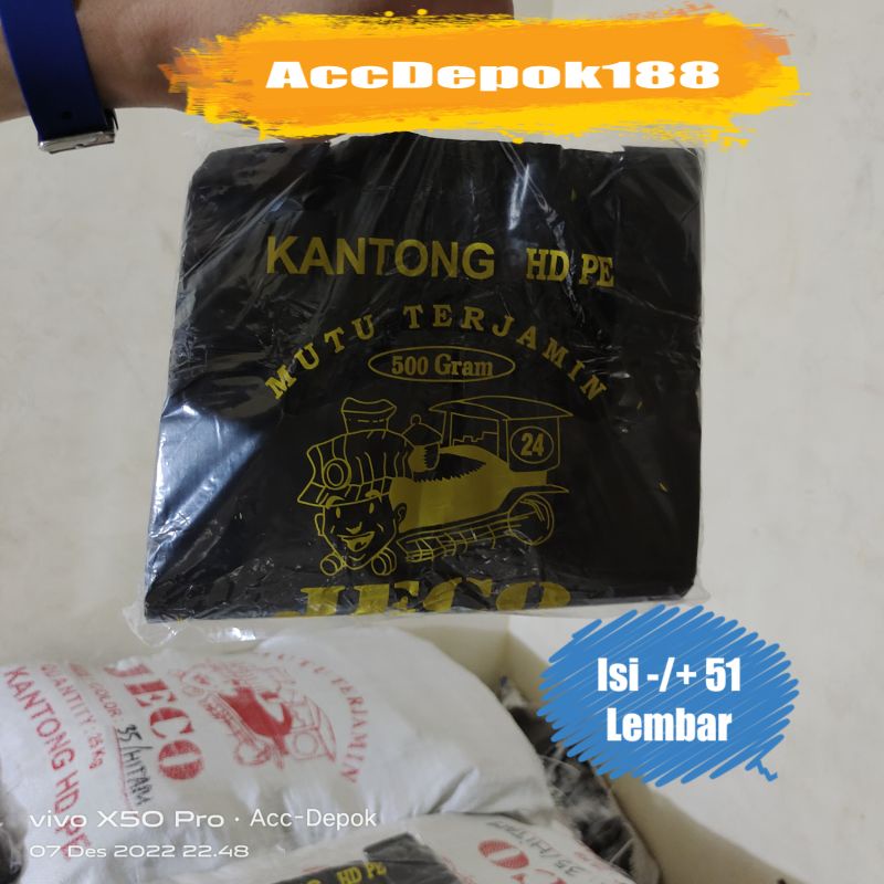 KANTONG HDPE PLASTIK HITAM KILAT / KANTONG LEBIH BAGUS DARI LOCO UKURAN 17 24 28 35 40 CM ISI 500 GRAM