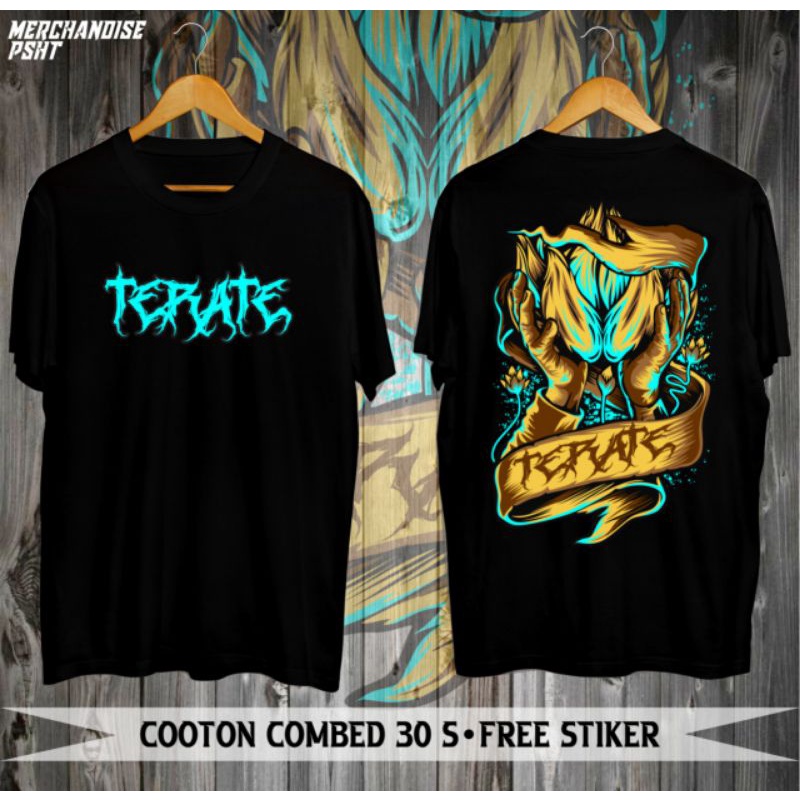 KAOS PENCAK SILAT PSHT KAOS SH TERATE MOTIF BUNGA DAN TANGAN DISTRO ORIGINAL KATUN COMBED HITAM PEND