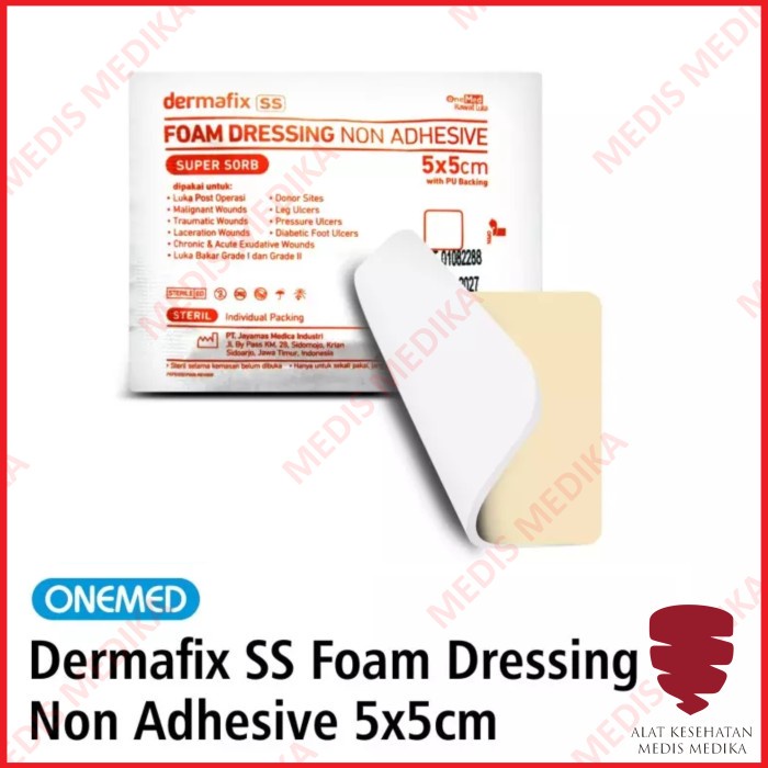 Dermafix SS 5 x 5 cm OneMed Non Adhesive Foam Dressing Plester Luka Plaster Sesar 5x5 5x5cm