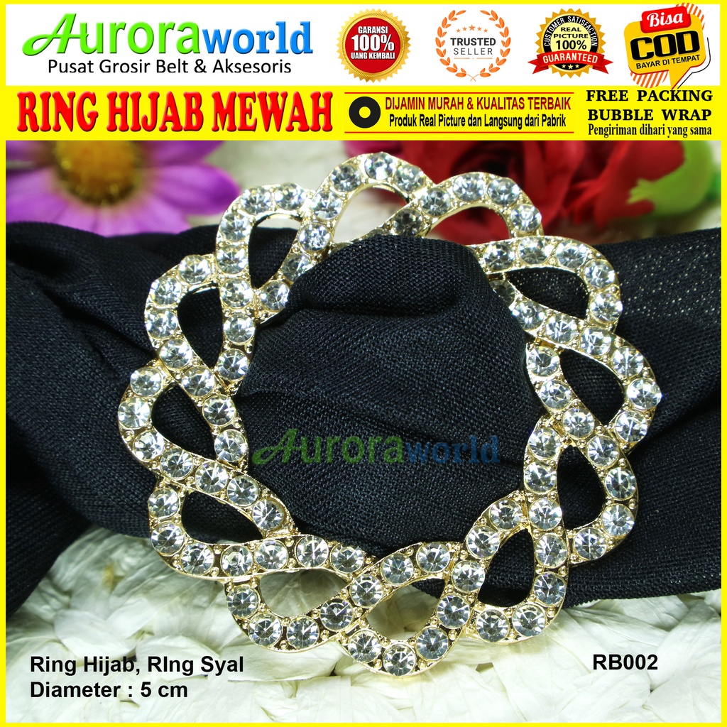 AURORAWORLD RING HIJAB RING ROK LILIT RING BELT MEWAH FULL BERLIAN  Bisa digunakan untuk Jilbab &amp; sebagai kepala ikat pinggang Ring Syal Ring Pashmina bros Ring kerudung gesper hijab Terbaru bisa COD