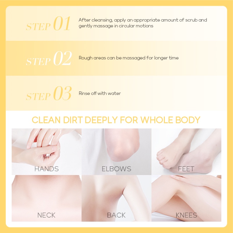 LAIKOU Lemon Exfoliating Body Scrub Mengangkat Kulit Mati Mencerahkan 350g