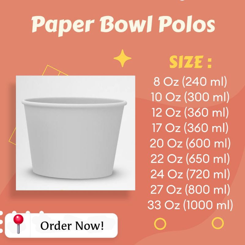 Mangkok Kertas Paper Bowl Korean Bowl Rice Bowl Polos Tanpa Tutup/LID 50 pcs