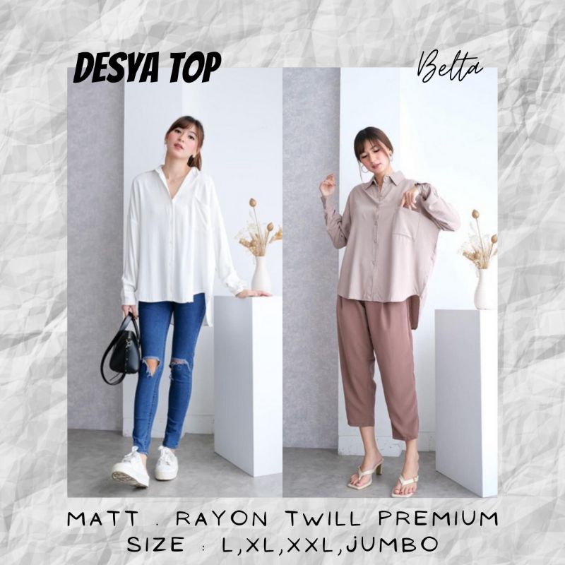 Kemeja Wanita Oversize Rayon Twill Tebal Premium Jumbo - DESYA TOP