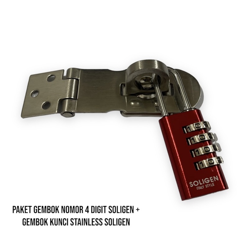 Paket overpal kunci stainless medium soligen + gembok password 4digit Soligen