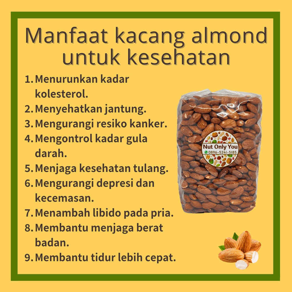 

Kacang almond panggang kupas tanpa kulit rasa tawar plain original 1kg