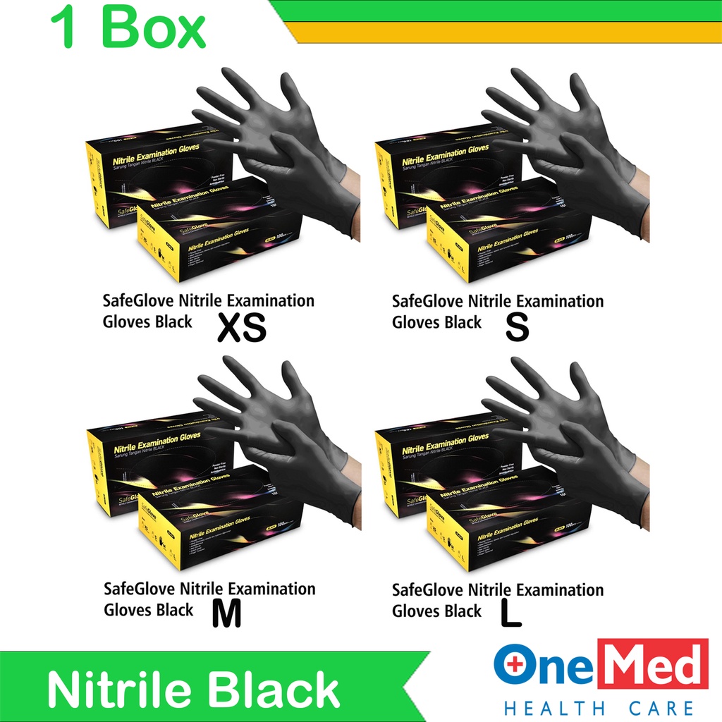 Alkes Pasar Pramuka Sarung Tangan Nitrile Black OneMed Box Isi 100 Pcs