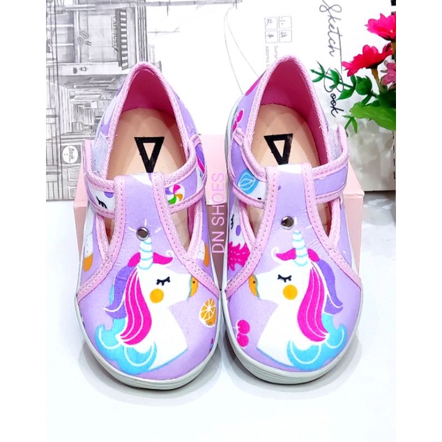 Sepatu Anak Perempuan Sepatu Flat Shoes Anak Sepatu Pesta Anak Lucu Karakter Unicorn Ungu Cute Murah