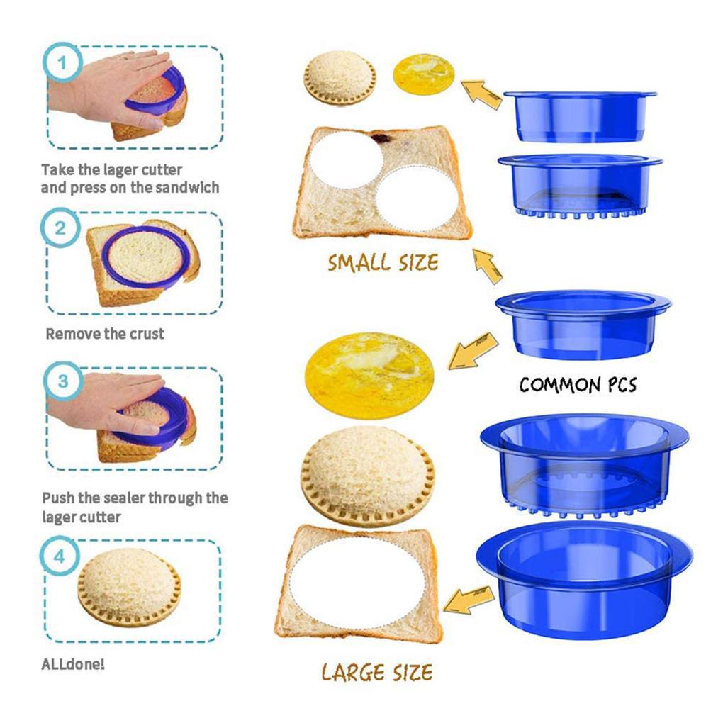 5buah Cetakan Sandwich DIY Manual Membentuk Aksesori Rounded Sandwiches Makers Food Slice Sealing Mold Maker Dapur Gadget