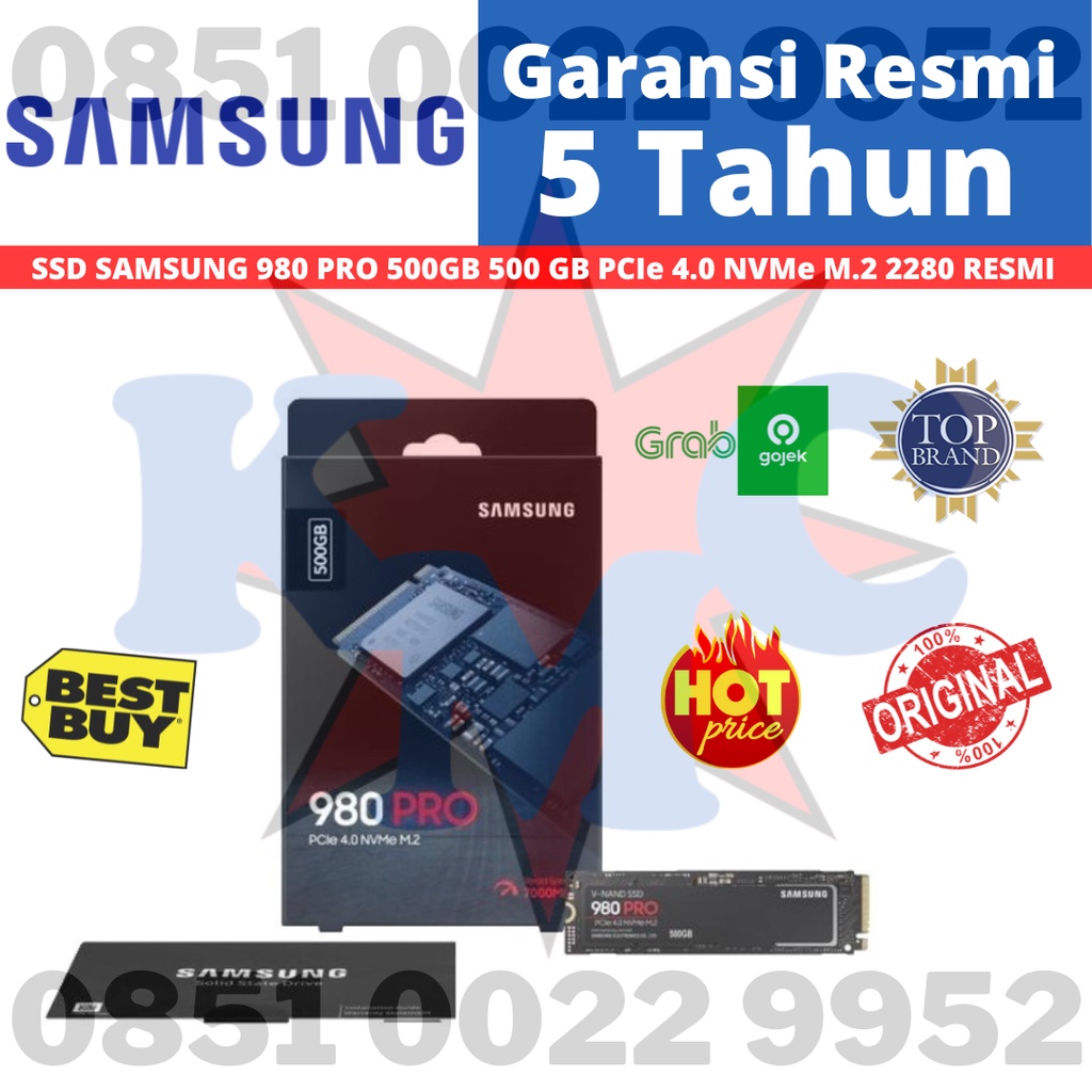 SAMSUNG SSD 980 PRO 500GB 500 GB PCIe 4.0 NVMe M.2 2280 RESMI