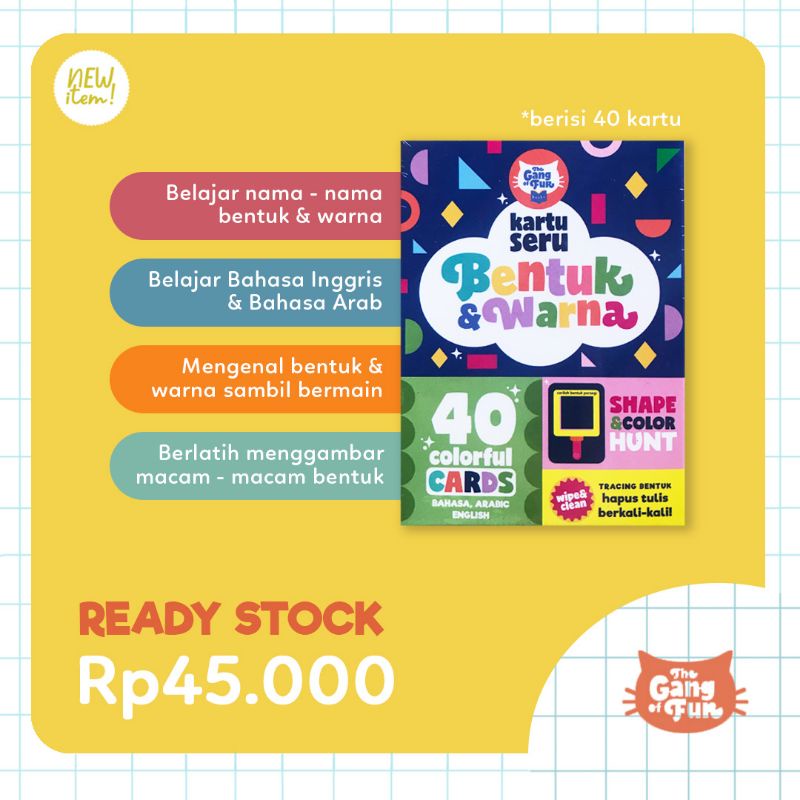 Flash Card Bentuk dan Warna The Gang Of Fur