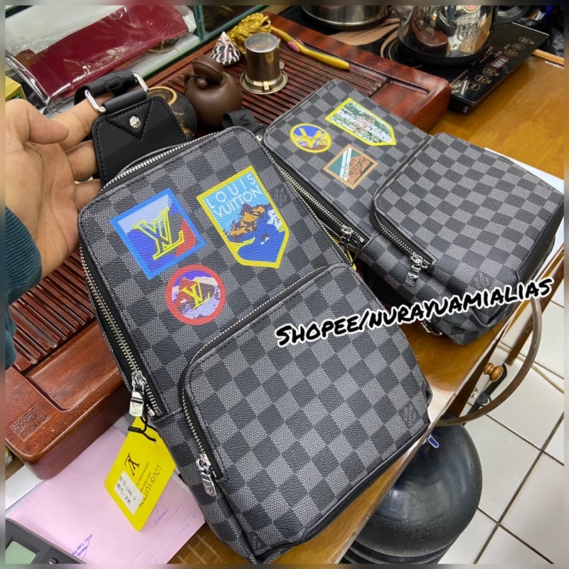 tas selempang lv avenue grafity mirror authentic free box import