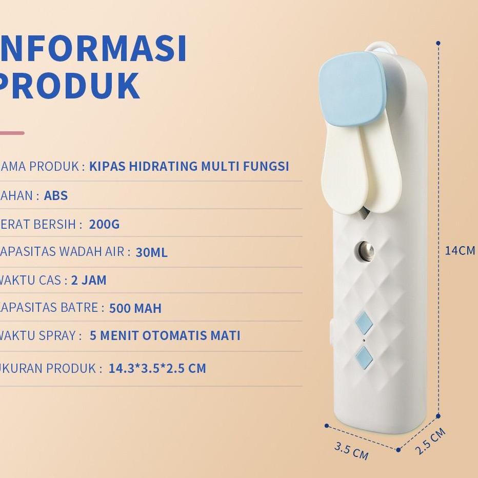 Paket Promo Kipas Angin Mini Portable Nano Spray 2 in 1 Usb Cas Genggam Bisa Di Isi Air