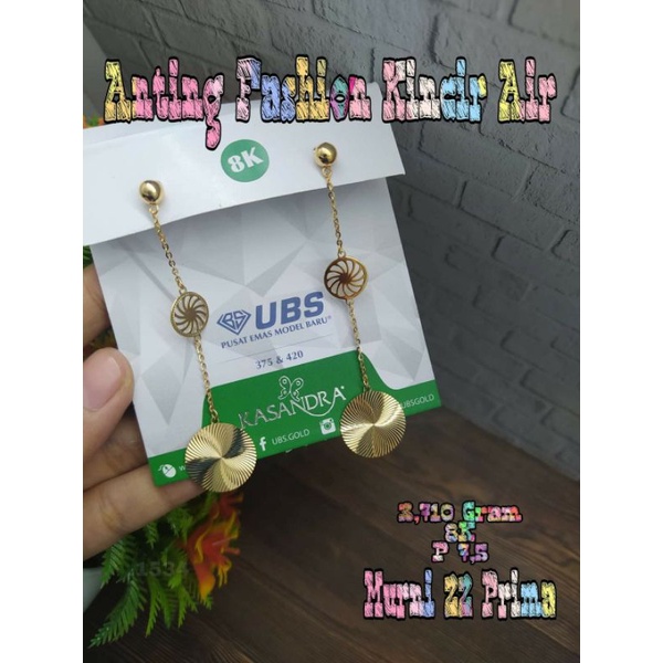 ANTING FASHION PANJANG EMAS ASLI