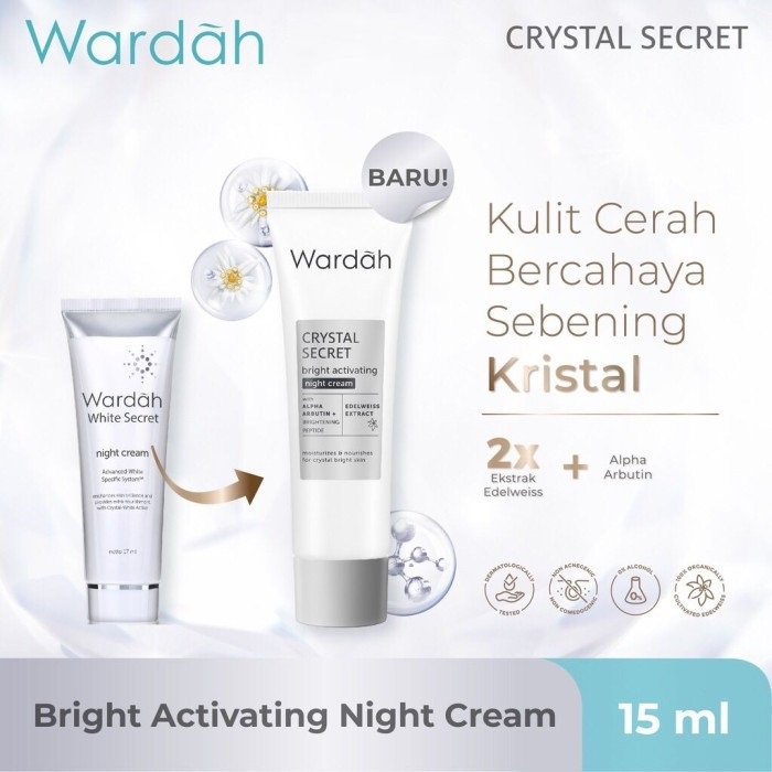 Wardah Crystal Secret Bright Activating Night Cream (Krim Malam Mencerahkan)