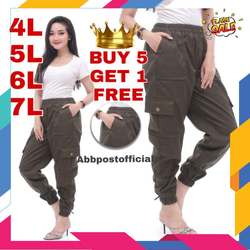 HITAM PUTIH MERAH BIRU HIJAU GOLD SILVER /Celana Cargo Jogger Jumbo BB 55 - 95 KG Celana Joger Cargo