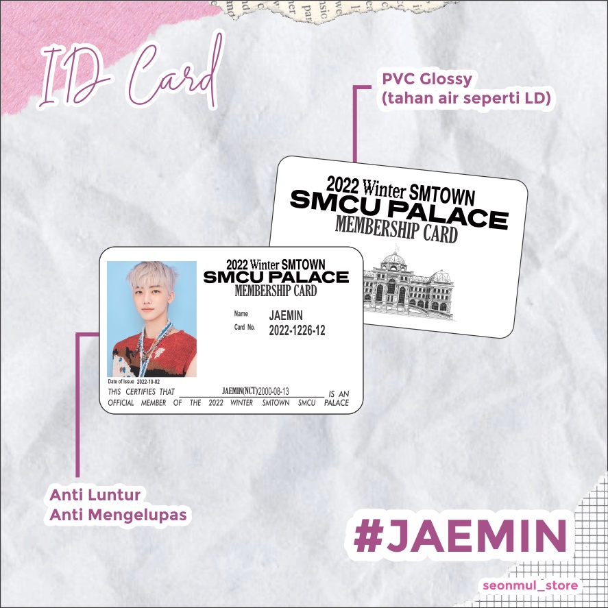 2022 Winter SMTOWN : SMCU PALACE INVITATION MEMBERSHIP CARD 2022  NCT DREAM