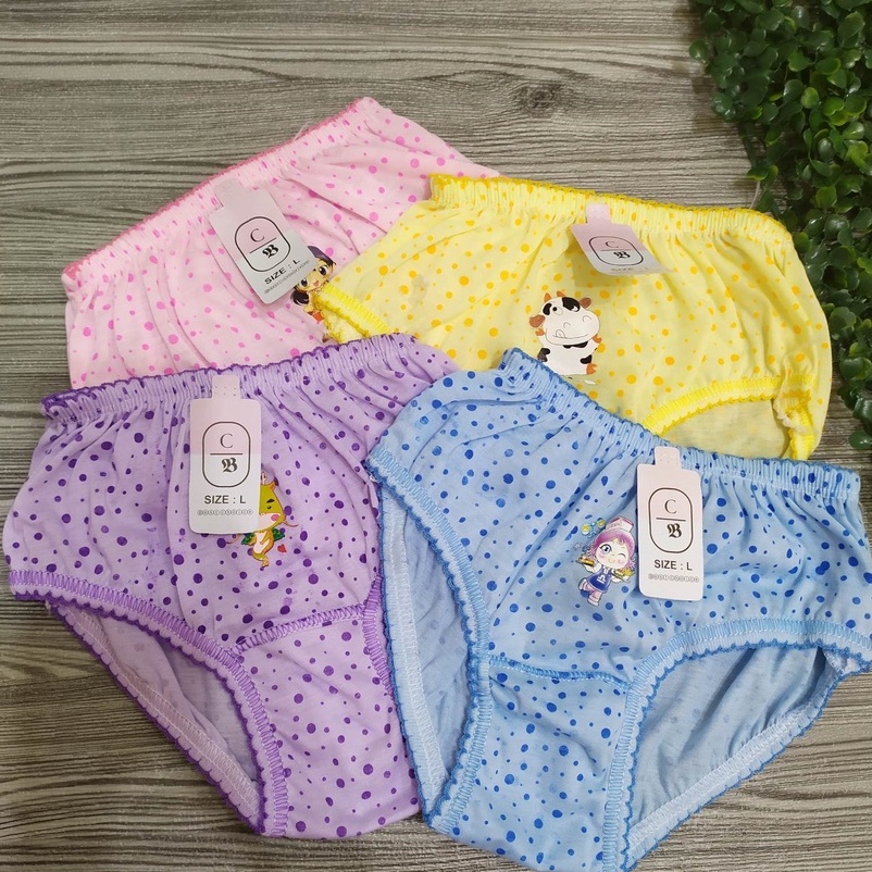 12 Pcs CD Celana Dalam Anak Perempuan motif lucu / size S M L XL / Bahan Lembut Katun