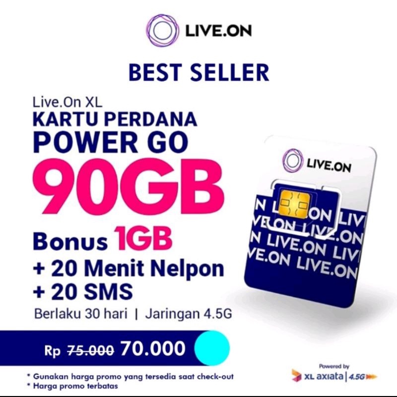 Kartu Perdana Live.On 90GB (30Hari) / Kartu Perdana XL