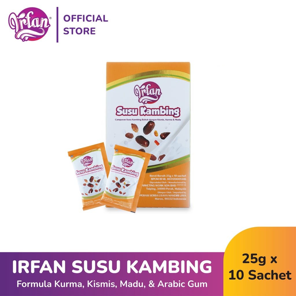 

IRFAN Susu Kambing Formula Kurma, Madu, Kismis & Manna (SACHET)