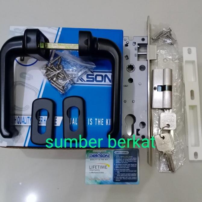 Handle pintu aluminium dekson Lhr 0816 hitam + kunci set
