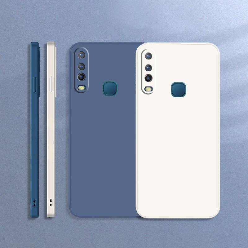 Casing Ponsel Asli Mewah Untuk Vivo Y3 Y3S Y12 Y15 Y17 U3X U10 Lembut Persegi Silikon Cair Kamera Perlindungan Pasangan Mencakup