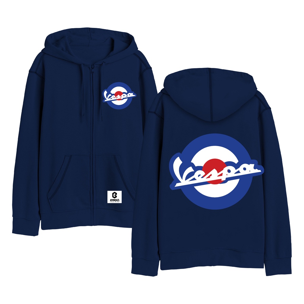 BRIGO X VESPA MOD Zipper Jumper Hoodie II Sweater Hoodie Resleting BRIGO X VESPS Sablon DTF Fleece Cotton IIM-XXL (Pria &amp; Wanita) Free stiker&amp;Gantungan Kunci