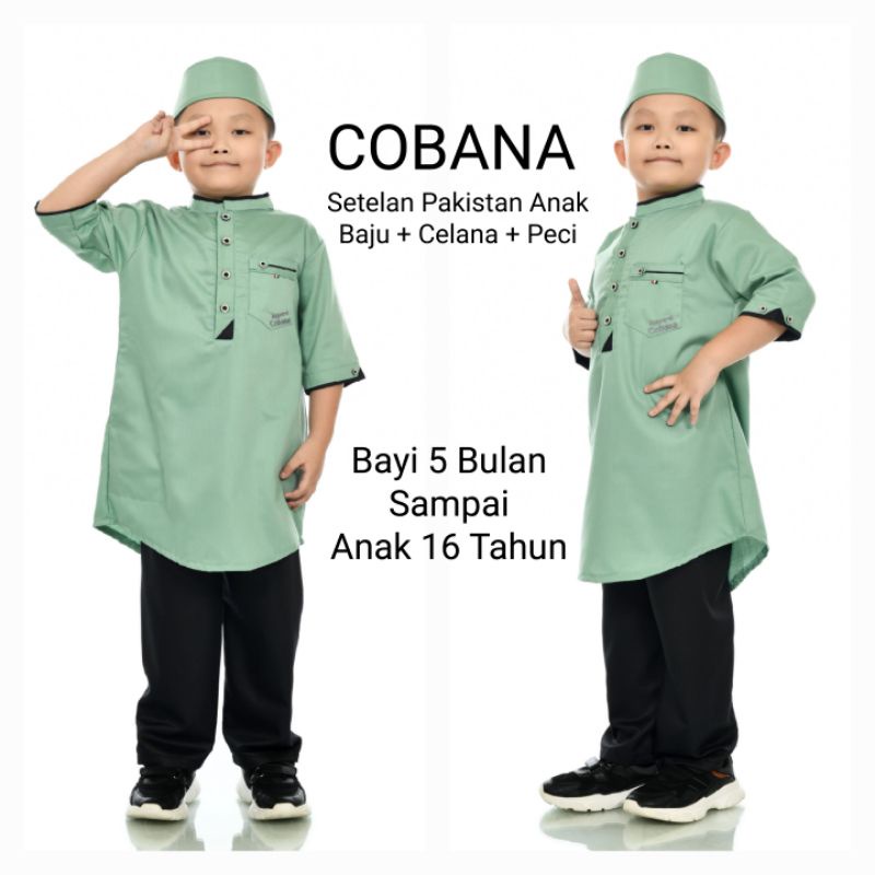 Alburaq28 - Baju Koko Setelan Anak Warna Sage Baju Koko Setelan Bayi Sage green