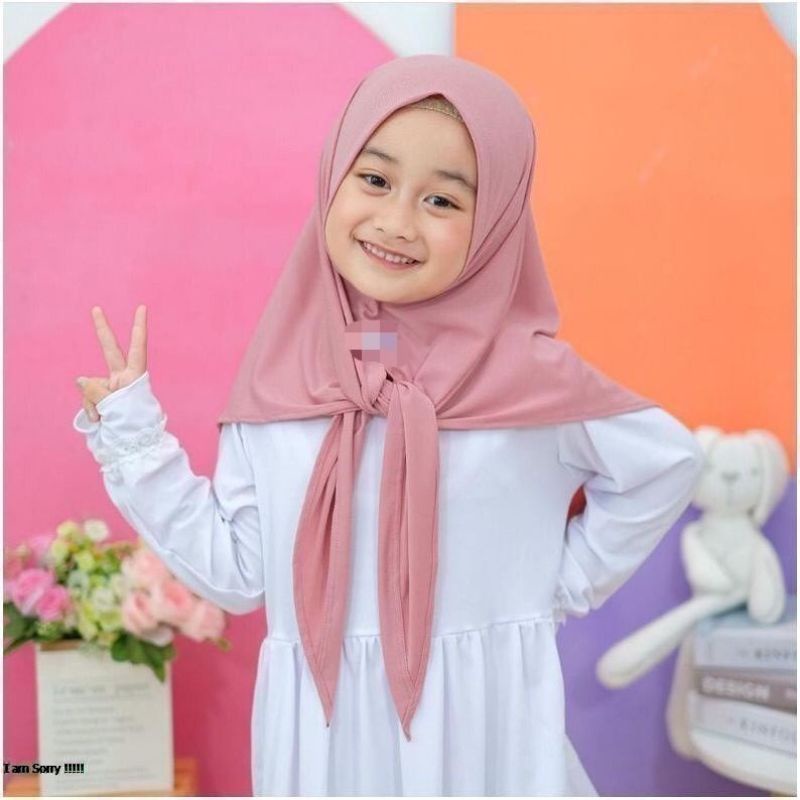 Hijab Segitiga Instan Jersey Anak Remaja 7 - 13 Tahun | Jiilbab Segitiga  Instan Jersey Anak Remaja
