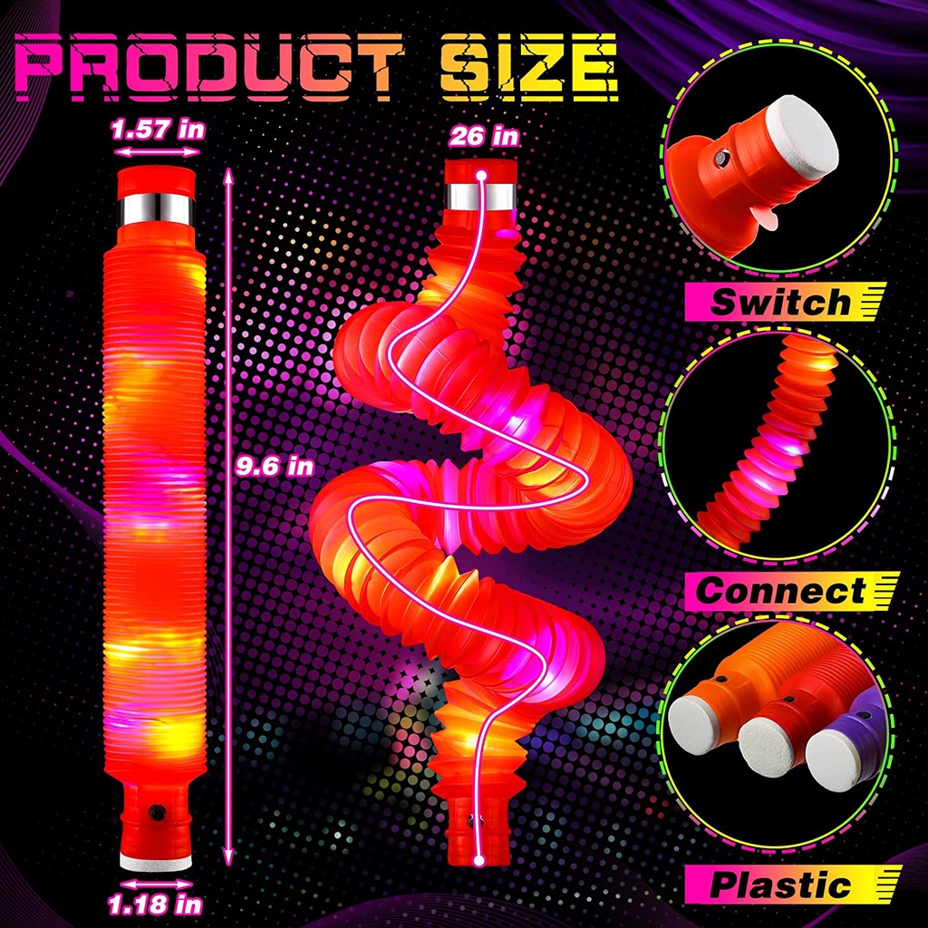 Mainan Pop Pipes Light Up Pop Pipes Mainan Lampu Led Anak Pop Tubes Light Pop Tubes Led Fidget Toys Glow In The Dark