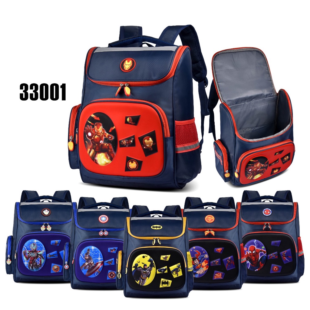 (BF) Tas Sekolah Cartoon 33001 Cowok Ransel Anak Sekolah SD Motif Spiderman,Superman dll