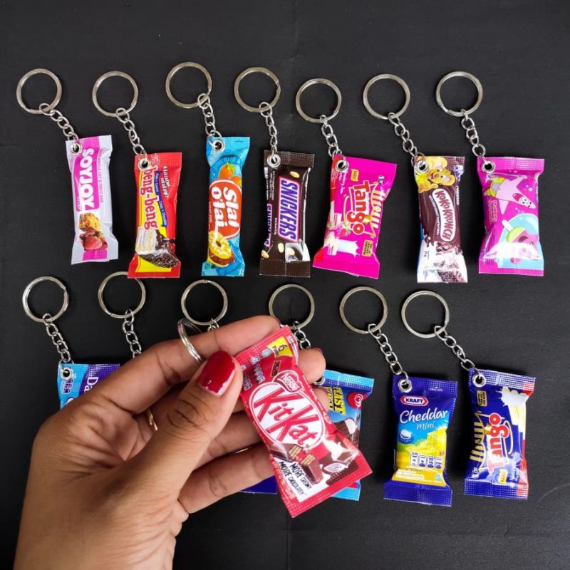 GANTUNGAN KUNCI IMUT BISA UNTUK SUVENIR GANCI SNACK gantungan kunci model makanan