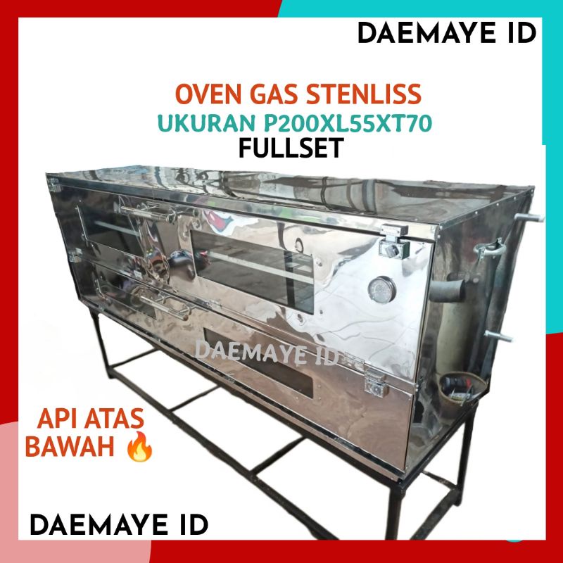 Oven Gas Stenliss/Oven Gas Besar/Oven Gas Api Atas Bawah/Oven Kue/Oven Bolu/Oven Gas 2 Meter