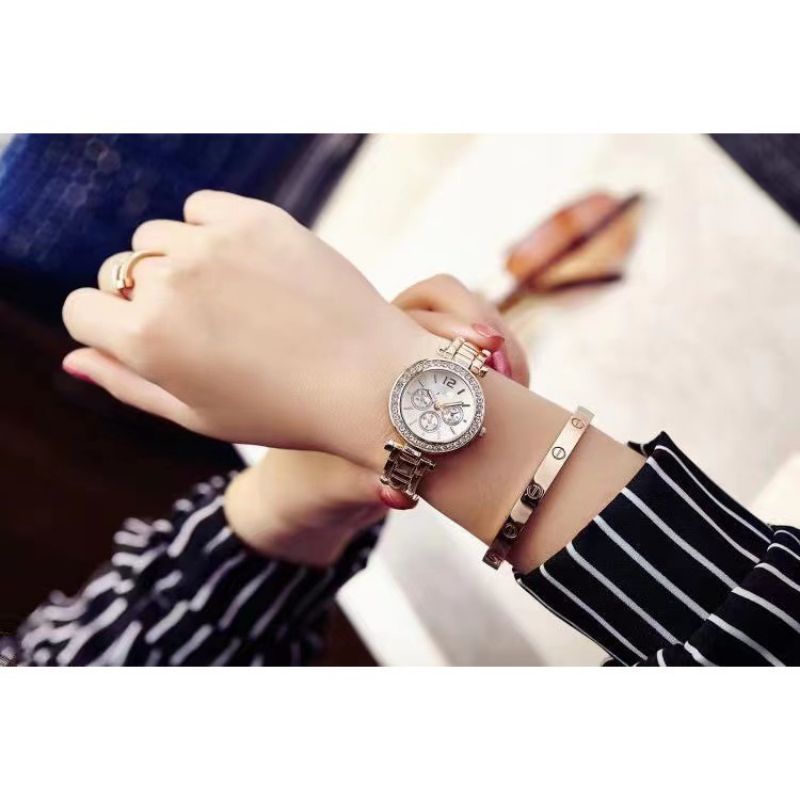 (Cod)Jam Tangan Wanita Fashion DR New Mata&quot; Crono3 Variasi Strap Rantai/Stell(Dikirim Jakarta)