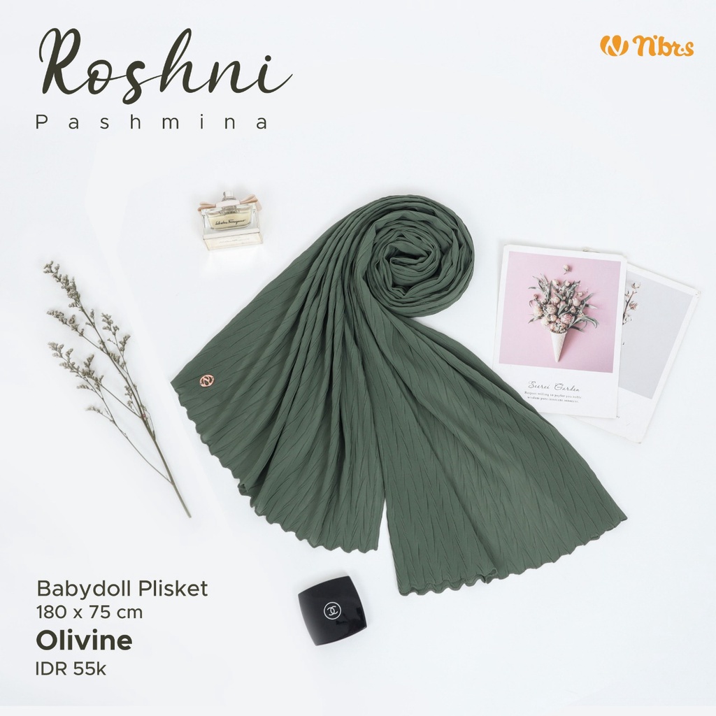 NIBRAS HIJAB ROSHNI PASHMINA BAHAN BABYDOLL PLISKET JILBAB MUSLIMAH OOTD