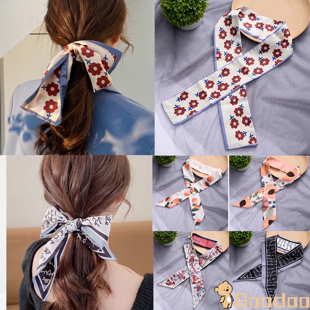 Ikat kepala Syal Sutra Korea/Syal Satin Kelas Atas/Tas Kepar/Sorban/Ikat Rambut Tali /Twilly Scarf Korea Fashion Aksesoris Rambut-Doo