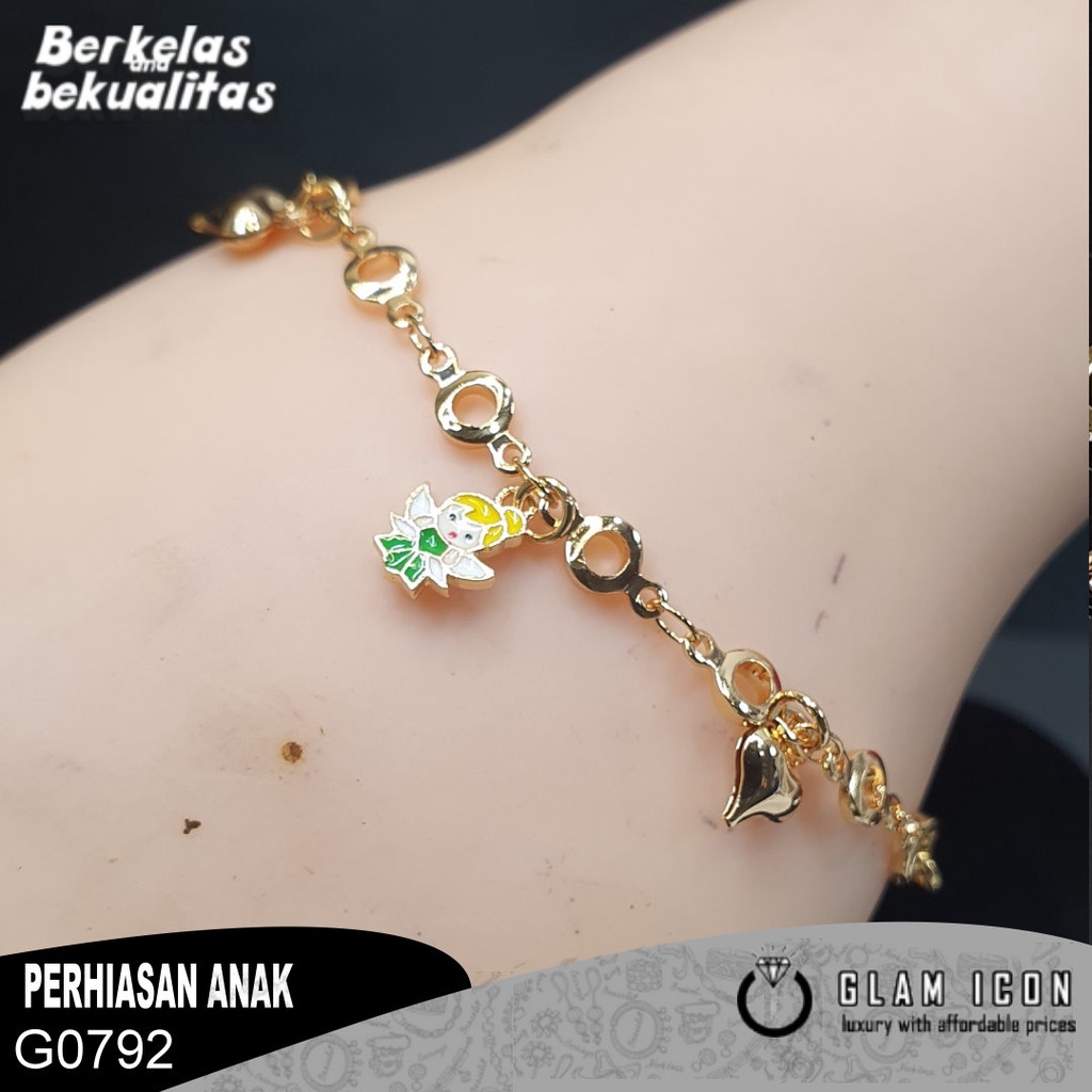 Gelang Anak Rantai Motif Karakter think Beell hijau G0792 GRAG