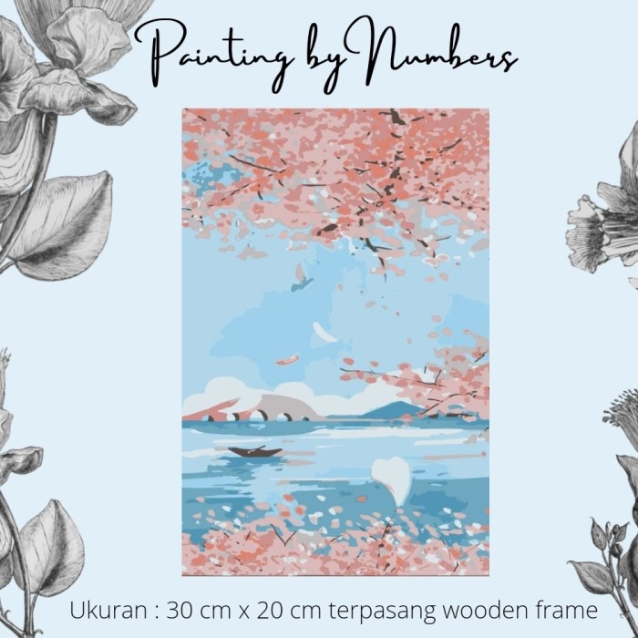 

DIY painting by number 30x20cm kerajinan tangan - Sakura Blossom