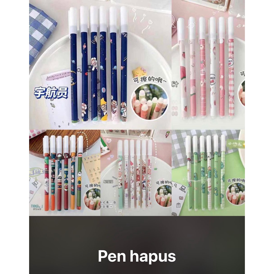 IC Pulpen Hapus Erasable Pen Bolpen Hapus Motif Karakter Pen Hapus Tinta Hitam / Bolpoin Gel Bisa Dihapus Lucu / Ballpoint Lucu Gel Erasable Pen Pena Yang Bisa Dihapus LUCU