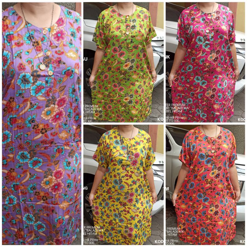Daster Baladewa Ori Label Hitam Ibu Jumbo Busui Kancing Depan