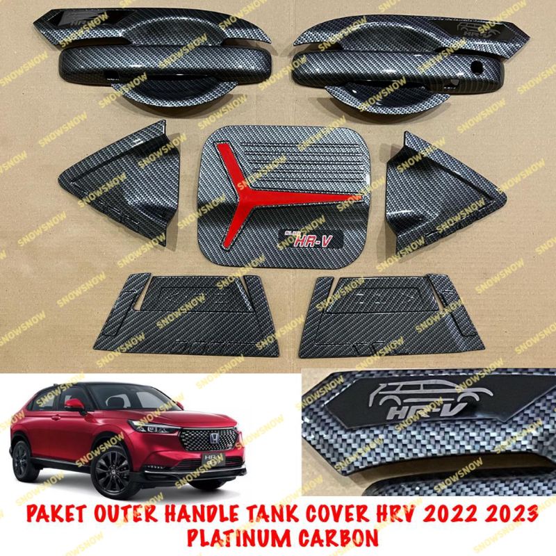 Paket Lengkap Outer Handle Tank Cover Honda Hrv 2022 2023 Platinum Chrome Hitam Carbon