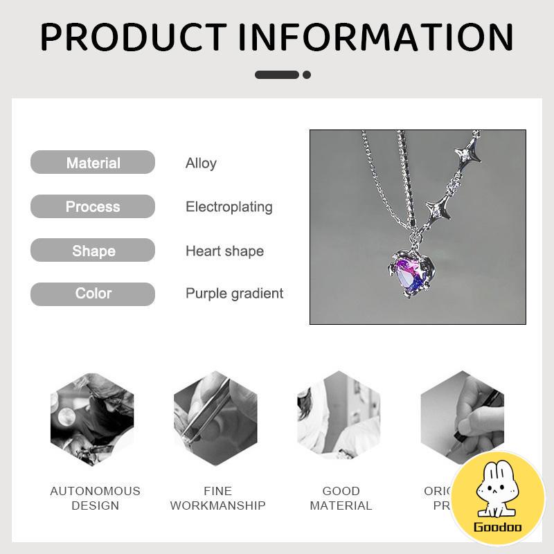 Kalung Wanita Square Zircon Lapisan Ganda Rantai  Hip Hop   Musim Dingin Musim Gugur  Desain Sense -Doo