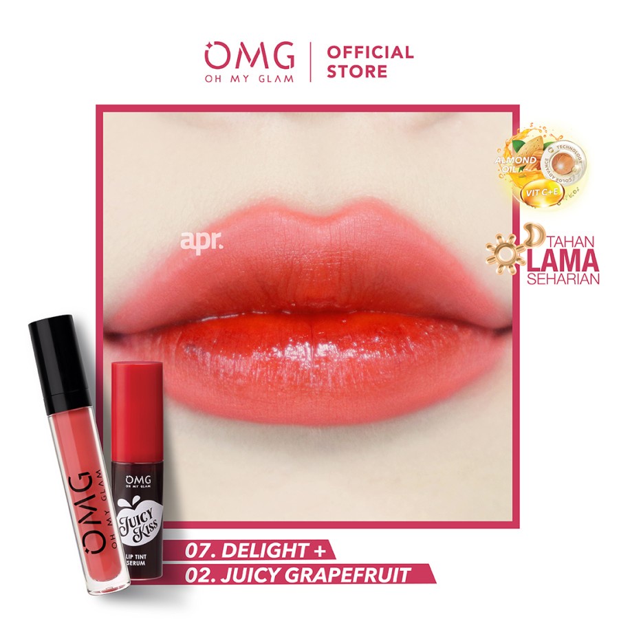 OMG Oh My Glam Plum Juicy Ombre Grapefruit Peach Pinkish Coral Orange Fuscia LIPTINT LIPCREAM